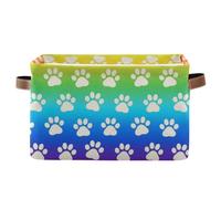 voucong Colorful Rainbow Paw Prints storage baskets 1 pack, folding and waterproof storage bin with sturdy handle bags little for garage