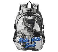 voucong Cool Motorcyclist Ride with Soul Traveling Backpack for Men Cool Motorcyclist Ride with Soul School Bookbags 17.5 inch Computer Backpack Business Back Pack
