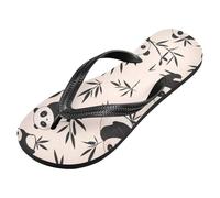 voucong Cute Animal Panda bamboos Beige rubber flip flop for men lightweight women's flip for summer (prop1)