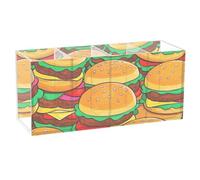 voucong Cute Cartoon Food Burger Acrylic Pencil Holders 4 Compartments Clear Plastic Art Supply Storage Organizer for SchoolSupplies