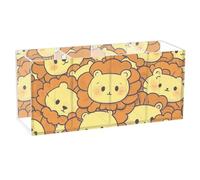voucong Cute Cartoon Lion Acrylic Pen Cup Holder for Desk 4 Compartments Transparent Plastic Crayon Holder for SchoolSupplies