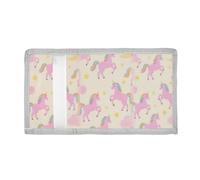 voucong Cute Cartoon Pink Rainbow Unicorns Trifold Holder with Money Clip for boy Trendy Colorful Holder with Money Clip Lanyard