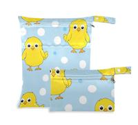 voucong Cute Simple Chicks Yellow Mess-Proof Wet Clothes Bag 2 Pack Diaper Bag Essential Items with Handles for Bathing