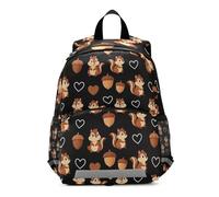 voucong Cute Squirrels Hearts Black traveling backpacks for kids chest strap bookbags for kid mochilas escolares para ni?as de 5 a?os