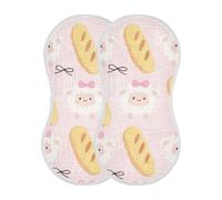 voucong Cute White Sheep Bread Cotton burping cloth 2 Pack good Absorbent? spit up cloth For Babies boy and girl 22x11in