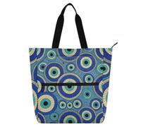 voucong Easter Blue Green Circle Books Totes Book Bag for Kids Adults Sturdy Heavy Duty Reusable Library Book Bag Grocery for College Shopping Beach