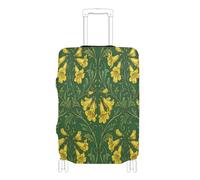 voucong Elastic Carry on Luggage Cover Protector Covers for suitcases Luggage Protectors Fit 18-32 Inch William Morris Yellow Elder Flowers Green