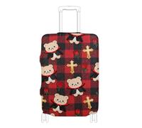 voucong Elastic Extra Large Luggage Cover Anti Scratch Baggage Cover Luggage Protectors Fit 18-32 Inch Gothic Black Red Plaid Cute Bear