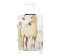 voucong Elastic Extra Large Luggage Cover Anti Scratch Covers for suitcases Suitcase Protector Fit 18-32 Inch Cartoon Cute Horse White Flower Butterfly