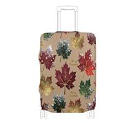 voucong Elastic Fabric Luggage Cover Washable Covers for suitcases Travel Accessory Fit 18-32 Inch Merry Christmas Colorful Maple Leaves