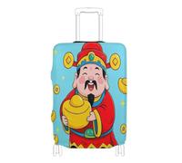 voucong Elastic Large Luggage Covers for suitcases Suitcase Cover Luggage Protector Fit 18-32 Inch Chinese God Wealth Rich Blue