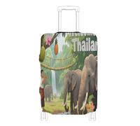voucong Elastic Luggage Cover Large Scratchproof Baggage Cover Travel Essentials Fit 18-32 Inch Welcome to Thailand Scenery Culture