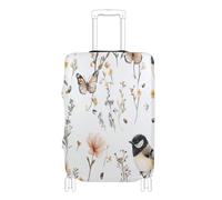 voucong Elastic Luggage dust Cover Washable Carry on Suitcase Cover Luggage Protector Fit 18-32 Inch Sweet Chickadee Birds White