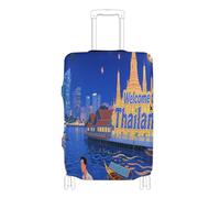 voucong Elastic Luggage dust Cover Washable Cover for Suitcase Travel Essentials Fit 18-32 Inch Welcome to Thailand Scenery Culture