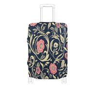 voucong Elastic Protective Luggage Covers Washable Carry on Suitcase Cover Luggage Protectors Fit 18-32 Inch William Morris Style Floral Dark Blue Peach
