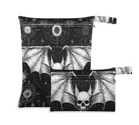 voucong Evil Skull Black Gothic Zippered Dirty Clothes Bag 2 Pack Travel Essentials for Flying with Handles for Scenario