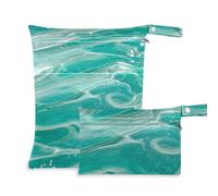 voucong Fake Glitter Marble Grain Green Waterproof Suit Bag Waterproof 2 Pack Diaper Bag Essential Items with Handles for Bathing