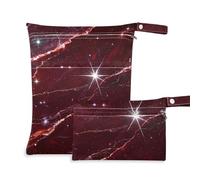 voucong Fake Glitter Marble Grain Red Washable Bags for Swimmers 2 Pack Diaper Bag Essential Items with Handles for Travel