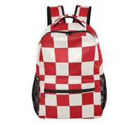 voucong Fashion Red and White Checkerboard kids camping backpack with big books bag for 2nd grade school boys girls