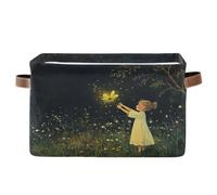 voucong Firefly Summer Night storage baskets 1 pack, folding and waterproof storage bin with sturdy handle organizing utility for kitchen