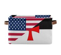 voucong Flag Of The United States and Knights Templar Battle storage baskets 1 pack Foldable baskets organization and storage boxes with sturdy handle