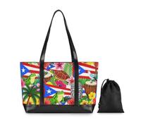 voucong Flags Countries in Porto Rico Sturdy 14inch laptop tote bag with zipper diaper bag tote for school