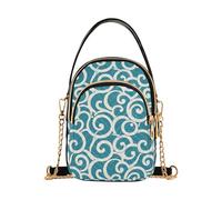 voucong Flat Abstract Pattern Teal trendy travel crossbody bag with multi pockets handbags for travel