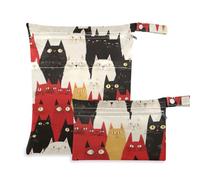 voucong Funny Himalayan Cats Red Zippered Waterproof Dry Bag 2 Pack Wet Bag for Swimsuit with Handles for Beach