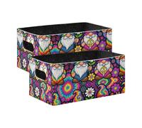 voucong Gnomes Peace Love Gnome Rainbow Fabric Storage Cubes 2 Pack Sturdy Closet Organizer for Shelf, Clothes, Home, Office