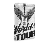voucong Gothic Black Guitar Leather Men Wallet Slim with Cash Slot RFID Blocking Wallet Inserts for Credit Cards for Men and Women