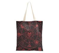 voucong Gothic Red Black Halloween Tarot Astrology Canvas Bags for Women With Pockets With Handles Reusable Canvas Bags Bulk Birthday Gift