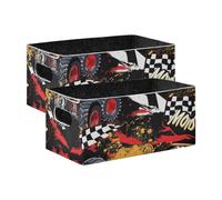 voucong Graffiti Street Racing Car Cartoon Storage Cube Basket Bins 2 Pack Decorative Large Closet Organizer Bins for Shelves Cupboards Drawer