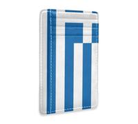 voucong Greece Flag Greek National Blue Leather Men's Slim Wallet with Money Clip RFID Blocking Small Credit Card Holder for Men and Women