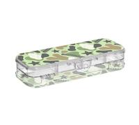 voucong Green Camouflage Zipper Plastic Pencil Box Clear 2 Layer Pens Case Boxes For School With Snap Lid