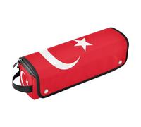 voucong Hair Tool Travel Bag for Women with Removable Heat Resistant Mat Waterproof Portable Open Flat Travel Bag for Straigheners Curling Iron Hair Dryer Accessories Organizer Turkey Flag