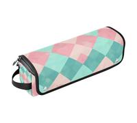 voucong Hair Tools Travel Bag with Iron Mat Heating Tools Travel Bag Organizer for Flat Irons, Straighteners, Curling Irons Hair Accessories Organizer Buffalo Plaid Checked Blue Pink