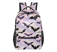 voucong Halloween Bat Spooky Lavender kid backpack girl with chest strap books bag for child