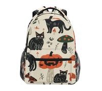 voucong Halloween Cats Pumpkins Mushrooms Bold Linework traveling backpacks for kids with big bookbag for boy bolso escolar para adolecente