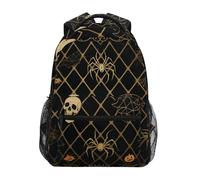 voucong Halloween Horror Golden Spider Skull girl kids backpacks for school with chest strap bookbag for high school para bebes varon