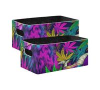 voucong Hippie Style Grass-fed Goat Colorful Storage Bins 2 Pack Closet Clothes Organizer for Makeup Books Shelves Living Room