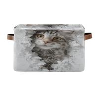 voucong Icy Wall Marble 3d Cat storage baskets 1 pack, foldable and waterproof clothes storage basket with sturdy handle Hamper tall for garage