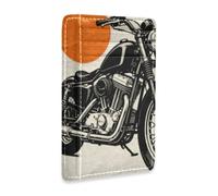 voucong Illustrated Black Motorcycle Leather Women's Slim Wallets with Cash Slot RFID Blocking Small Credit Card Wallet for Men&Women