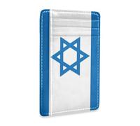 voucong Israel Flag Israeli National Leather Women Slim Wallet with ID Window RFID Blocking Slim Card Holder for Men and Women