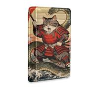 voucong Japanese Ocean Sea Wave Cat Snake Leather Slim Wallets Woman with ID Window RFID Blocking Wallet Card Holder for Men and Women
