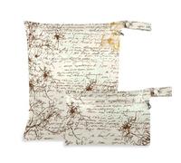 voucong Jumble Words and Branches Washable Wet Swimsuit Bag 2 Pack Travel Essentials for Baby with Handles for Travel