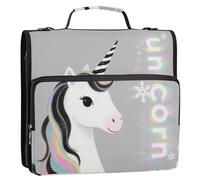 voucong Just A Girl Who Loves Unicorns 3 Rings Binder Organizer with Handle and Removable Shoulder Strap Multiple Pockets Portable Home Travel Safe Storage Bag for Middle School