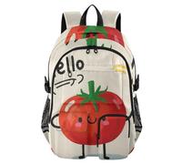 voucong Laptop Backpack for Women Hello Cartoon Cute Red Tomato College Work Bag 17.5" College Backpacks for Adult Lightweight Casual Bag
