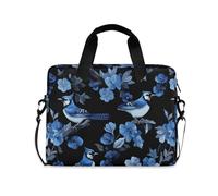 voucong Laptop Sleeve Bag Portable Crossbody Messenger with Handle and Shoulder Strap 15.6 inch Notebook Computer Pocket Aesthetic Blue Jay Birds Black