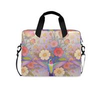 voucong Laptop Sleeves Portable Crossbody Messenger with Handle and Shoulder Strap 15.6 inch Computer Carrying Bag Hummingbird Flower Bird