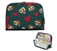 voucong - Large Capacity Pencil Case with Zipper for Teachers, Primary, Dark Green, Leopard Pattern, Crimson Heart, Christmas